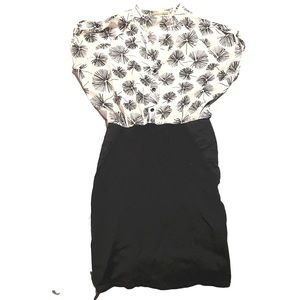 Alice + Olivia button up dress with stretch pencil skirt, black & white, size S